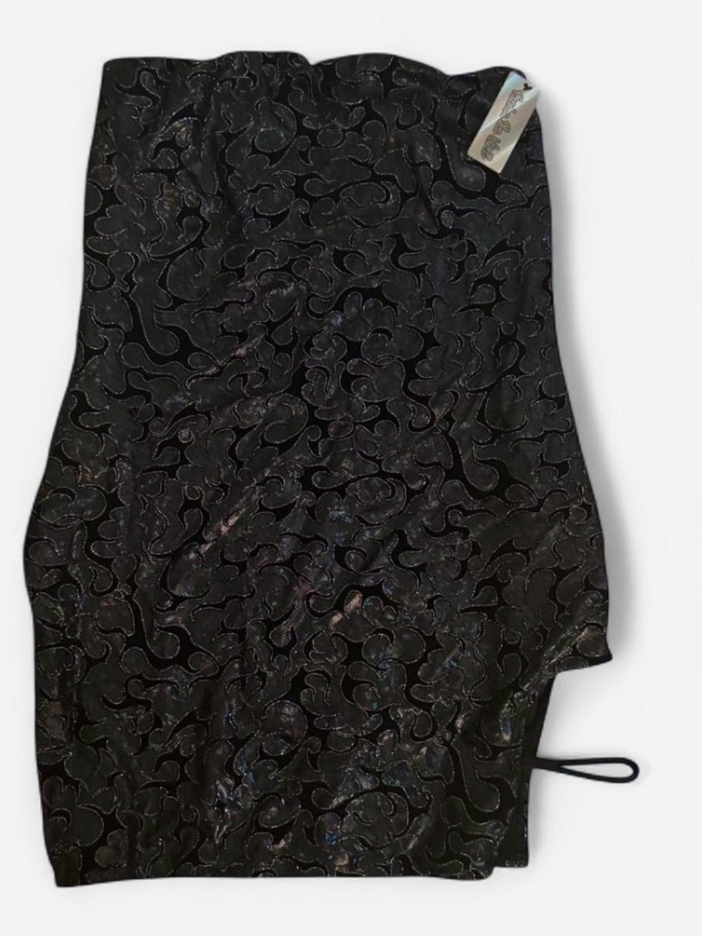 Strapless Black Shimmery Reflective Dress